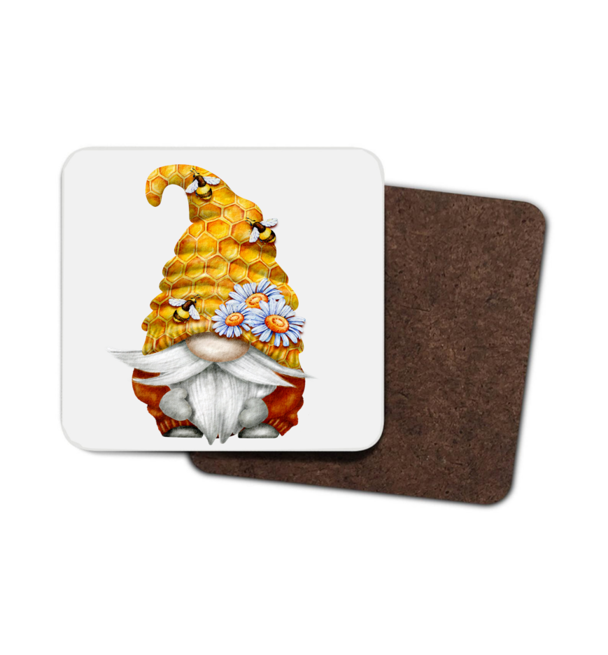Bee Gnome Hardboard Coaster, Bee Coaster, Gonk Bee Coaster
